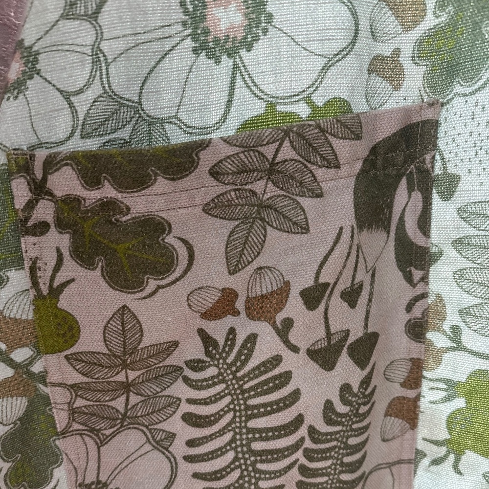 Gudrun Sjoden Linen Blend Green Mushroom Print Sleeveless VNeck Dress Women's M - Picture 8 of 10